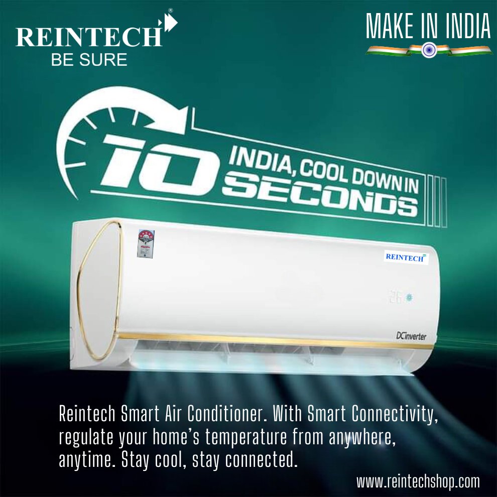 Reintech Smart Air Conditioner. With Smart Connectivity, regulate your home’s temperature from anywhere, anytime.

Stay cool, stay connected, MAKE IN INDIA.
#Reintech #airconditioner #staycool #aircondition #ACs #smartconnectivity #stayconnected #makeinindia #RC16 #makeinindia🇮🇳