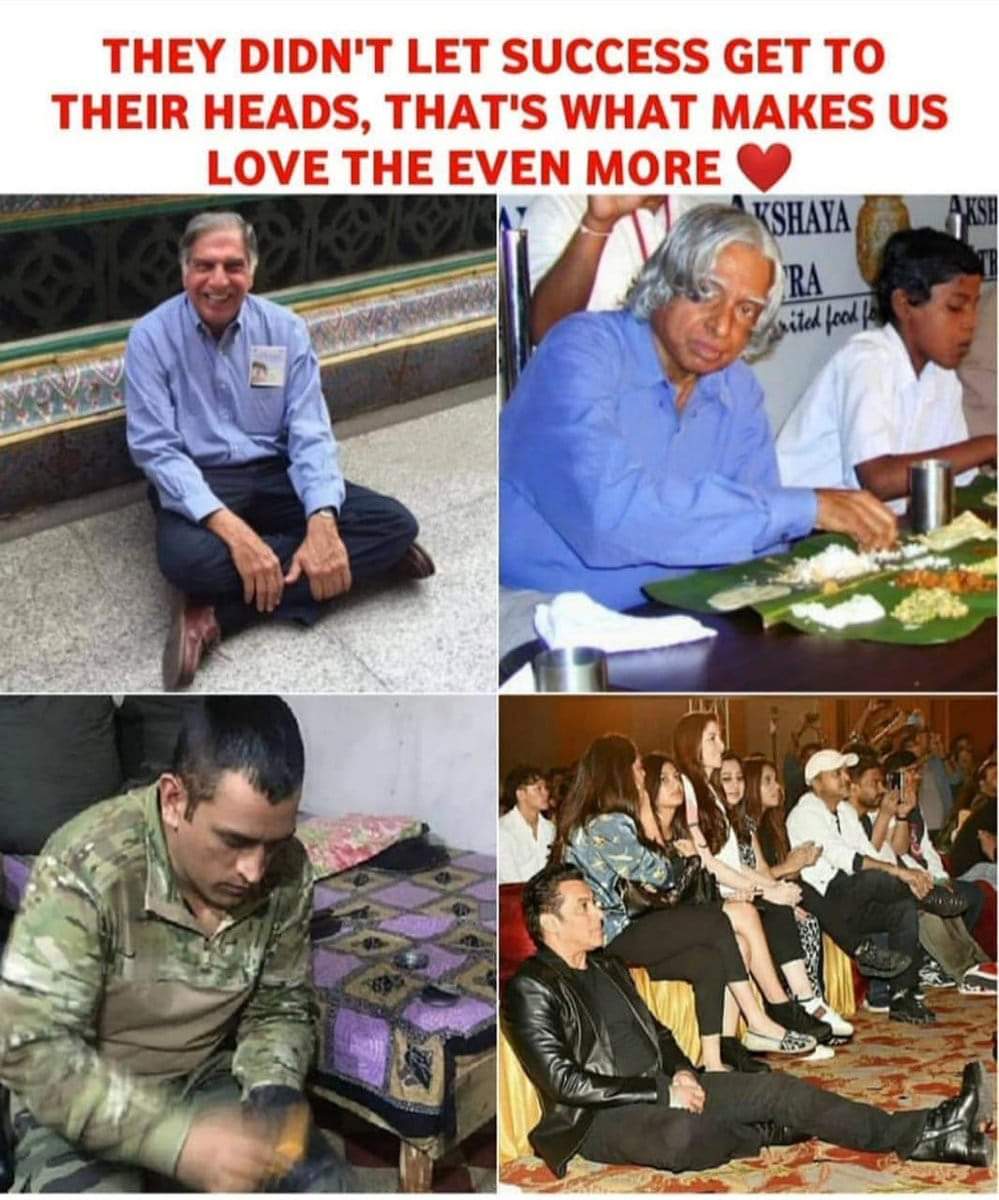 We Indian feels proud because of them... Down to Earth Person ❤️🙏
#RatanTata #APJAbdulKalam #MSDhoni  #SalmanKhan
Salute to everyone of them for being with us 🫡😊