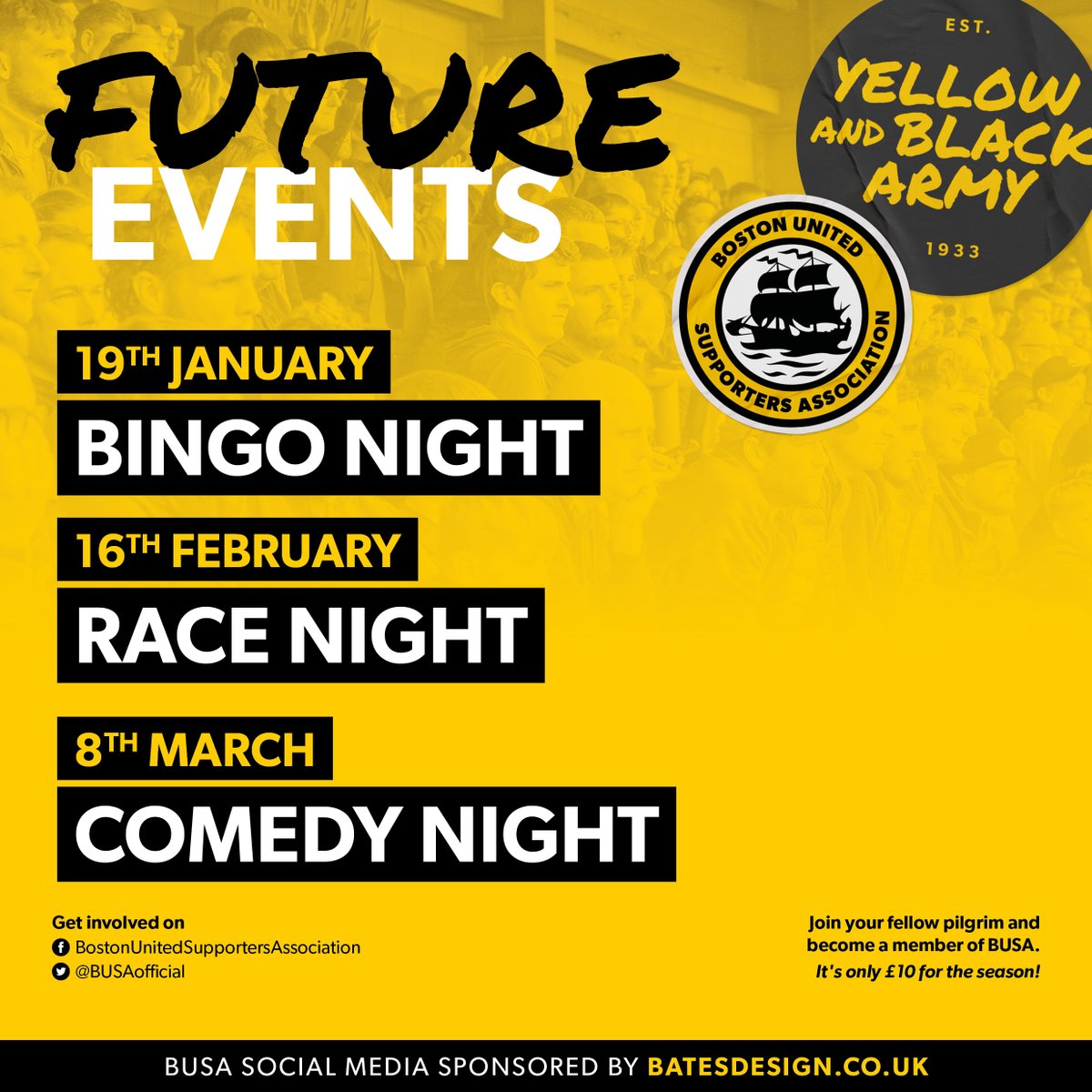 Whilst you're all hopefully on the way to Scunny, we just wanted to let you know we have Bingo Night on Friday 19th January.

🚪 Doors open 6.00pm
👀 Eyes down 6.30pm
🏟️ Jakemans Community Stadium
🆓 Free entry
✅ 50% of the profits going to the Butterfly Hospice Trust