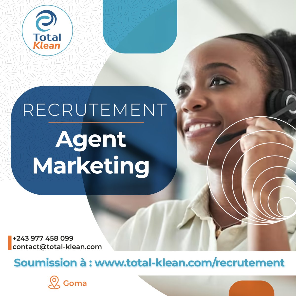 totalklean_cd's tweet photo. NOUS RECRUTONS À GOMA✨✨💫

9 Postes à pourvoir !
Visualisez les détails de chaque poste et soumettez vos dossiers directement via notre website

👉https://t.co/zhNJlIo4BD

#Jobs #Recrutement #emploie #TotalKlean #Total https://t.co/gExtWUyFRP