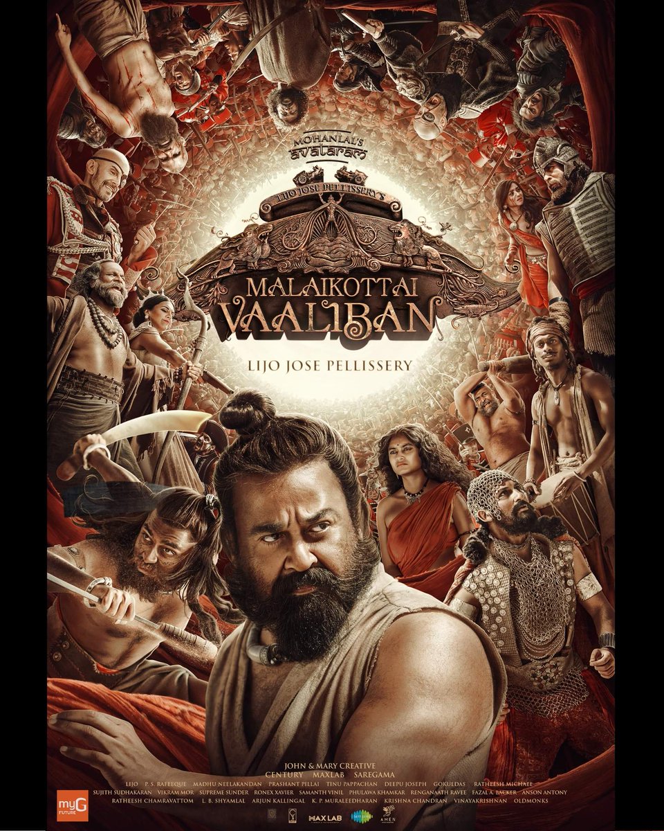 AThalavady's tweet photo. #MalaikkottaiVaaliban
Brand new posters...🔥
Characters of Vaaliban.
January 25, 2024.
@Mohanlal #Mohanlal #Lalettan #L 💖💞💖 #TheCompleteActor
#LijoJosePellissery #ShibuBabyJohn #MaxLabCinemas #CenturyFilms #YoodleeFilms #Saregama #PharsFilm https://t.co/wIz1qJijxf