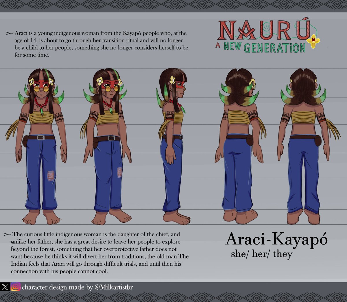 Milkartistbr's tweet photo. Terminei meu primeiro portfólio !!!

Naurú é um projeto criado a partir de um RPG Brasileiro narrado e escrito por minha pessoa.

#modelsheet #pose #expression #conceptart #characterdesign #OC #conceptart #digitalsketch #originalart #ArtistOnTwitter https://t.co/YyNfZOBK6k