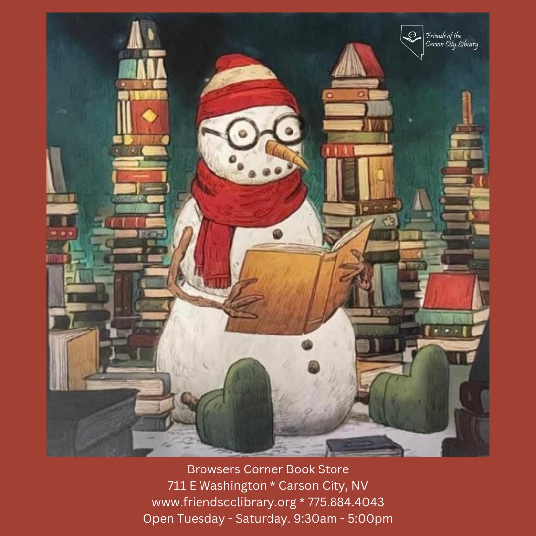 friendsofcclib's tweet photo. Get out of the cold and come in to Browsers Corner Book Store to find your next great read!
#BrowsersCornerBookStore #FriendsoftheCarsonCityLibrary #CarsonCity #UsedBooks https://t.co/mVQbla5kOs