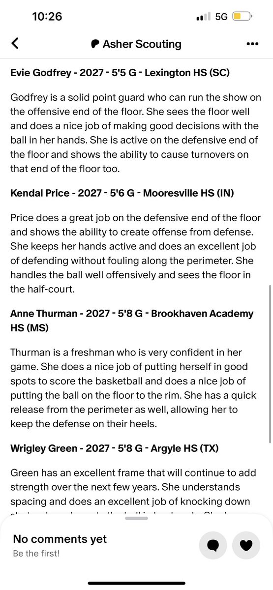 Thanks @AsherScouting I appreciate your time and look forward to you following my HS career. @MHSBeMOORE @PGHIndiana @PrepGirlsHoops @TheVilleGbball @R_T_sports @indyhsscores @coachbeckett @Brian_Haenchen @_CoachJess @JeremyHenney @newerabasketbal @Zach_Sigmund_51 @Brian_Haenchen