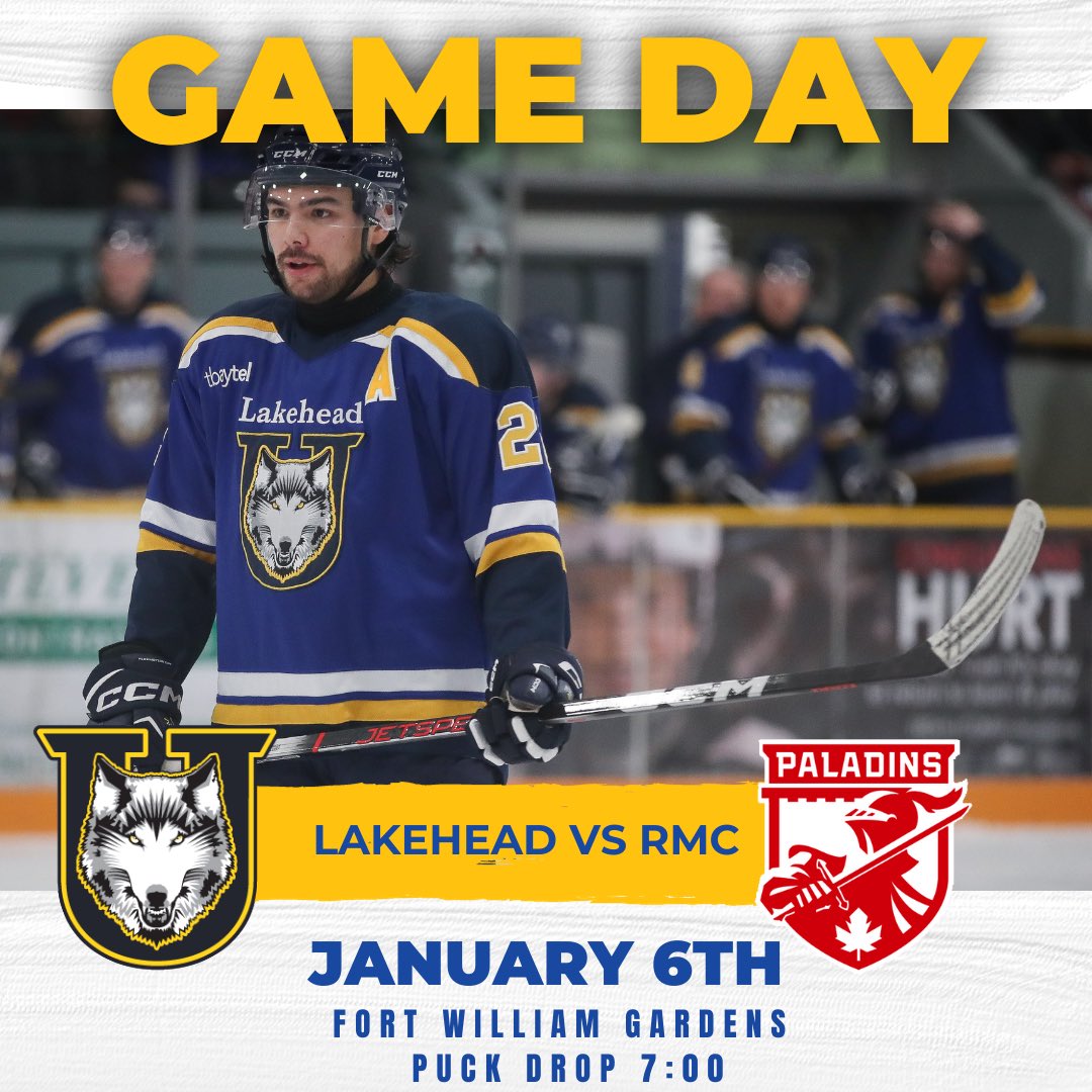 Looking for 5 straight victories on home ice and a weekend sweep of OUA East competition tonight vs RMC 💥 

Puck drops at 7:00 PM 

📍 Fort William Gardens 

🎟️ tickets.thunderbay.ca

🆚 @rmc_paladins_hockey 

#HearTheHowl