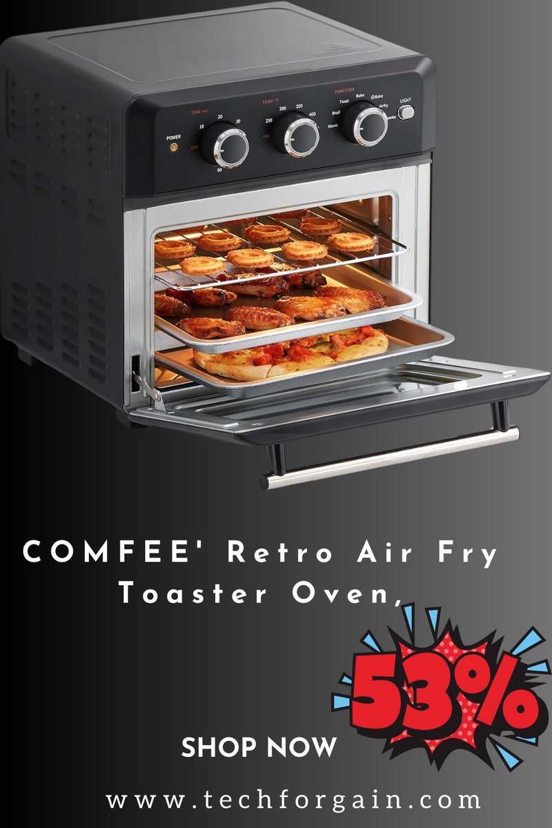 GainTechfor's tweet photo. COMFEE' Retro Air Fry Toaster Oven, 7-in-1, 1500W, 19QT Capacity, 6 Slice, Rotisseries, Warm, Broil, Toast, Convection Bake, Black, Perfect for Countertop
Learn more-https://t.co/hHGQKrrNXf
#comfee' #retro #air #fry #toaster #oven #vintage #nike #food #fozmafia #jordan #fish https://t.co/xNeU9MChZI