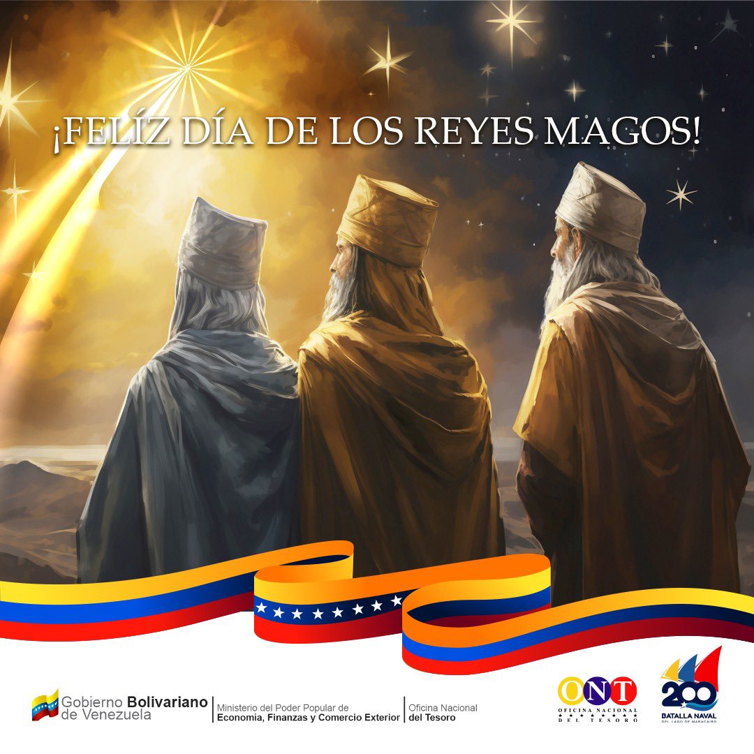 Deseamos que las bendiciones que traen los Reyes Magos a nuestro país estén llenas de amor, fuerza y Esperanza para seguir avanzando en el camino de la prosperidad y crecimiento económico. #Tesoreria #NicolasMaduro #ReyesMagos