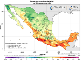 extremetemps's tweet photo. Mexican winter with 40 degrees /104F !
On 3 January La Esperanza ,Colima State rose to that exceptional temperature.
40C in the Northern Hemisphere between 20 December and 10 January is very rare and usually only  happens in NW Africa (mostly Senegal)
This 2024 Mexico came first. https://t.co/xhp0jmjR9P
