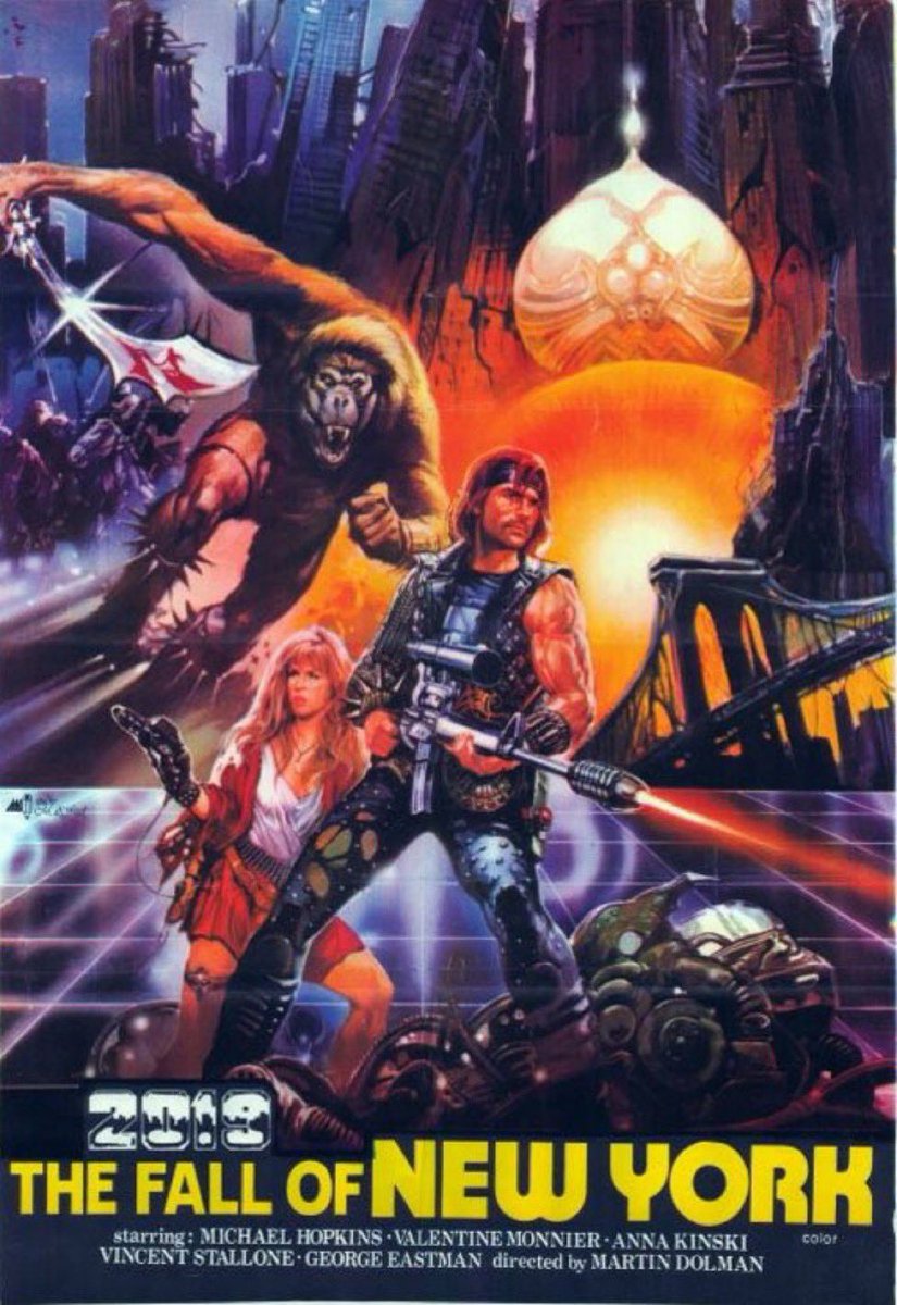 ☢️#108. 2015: After the Fall of New York, 1983. An attempt to knockoff both #EscapefromNewYork and #MadMax somehow creates the pinnacle of human cinematic achievement. Costumes, props, models, makeup, all brimming with charmingly misplaced effort. So bad it’s perfect. 3/5 ☢️