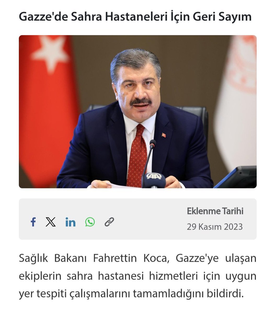 Abi biz her defasında yapamayacağımız sözü vermeyelim sağlık bakanlığı gazzede sahra hastanesi kurmak için gazzenin güneyine bakıyoruz yer arıyoruz dendi ne oldu 1 aydır yer mi bakıyoruz <a href="/drfahrettinkoca/">Dr. Fahrettin Koca</a> <a href="/saglikbakanligi/">T.C. Sağlık Bakanlığı</a>
<a href="/sagliklicozum/">T.C. Sağlık Bakanlığı Sağlıklı Çözüm</a> #VerilenSözMülakatsızdı