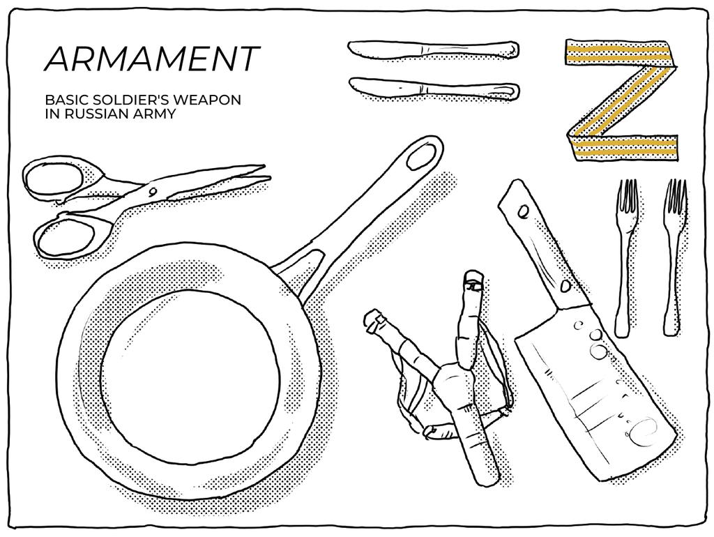 world_tsar's tweet image. What kind if weapons should you take to fight against tanks etc? And why these can only be found in your kitchen?
#armament #weapon #soldier #army #putin #Russia #war #comic #drawing #training #battlefield #ammunition #axe #kitchenknife #scissors #spoon #fork
