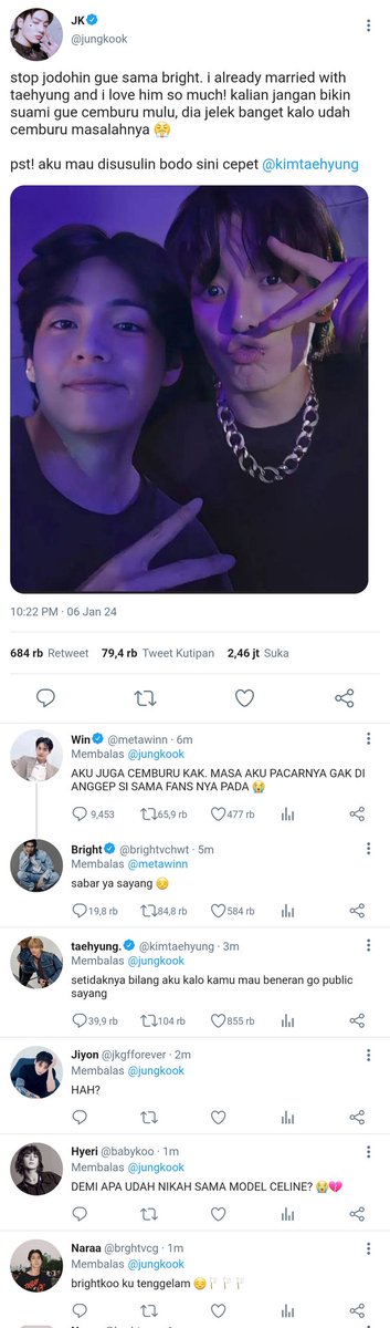vvvxim's tweet photo. taekook onetweet au.

go public dadakan gara-gara pak suami cemburu.

taekook x brightwin https://t.co/ccU3fTkJen