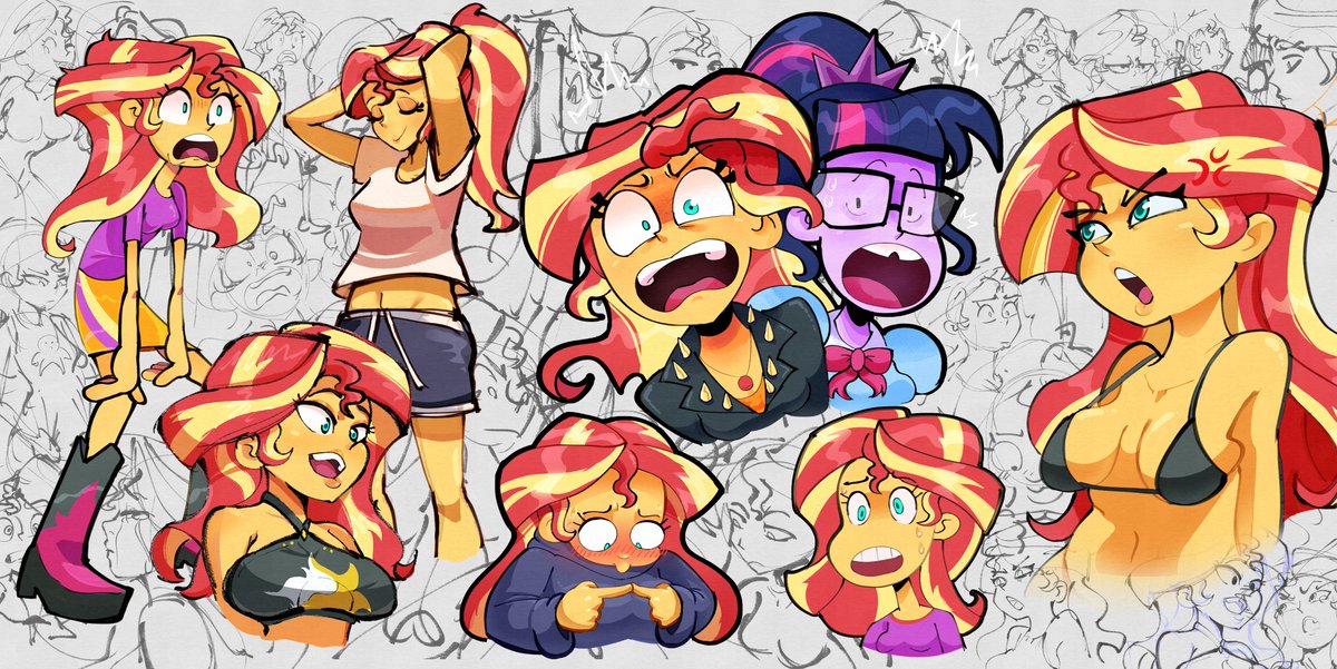 another_pony's tweet photo. Sunset Shimmer study drawings ☀️ https://t.co/5s9nLJpmWw