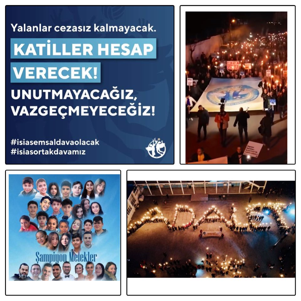 Acıyla dolu 11ay geçti o kara günün üzerinden. Unuturuz, sineye çekeriz,
vazgeçeriz sandınız. Yalanlara, oyunlara,  palavralara geçit vermeyeceğiz affetmeyeceğiz. Biz size benzemeyiz yaşadıkça peşinizdeyiz. Sonunda adalet kazanacak, biz kazanacağız. 
#isiasortadavamız