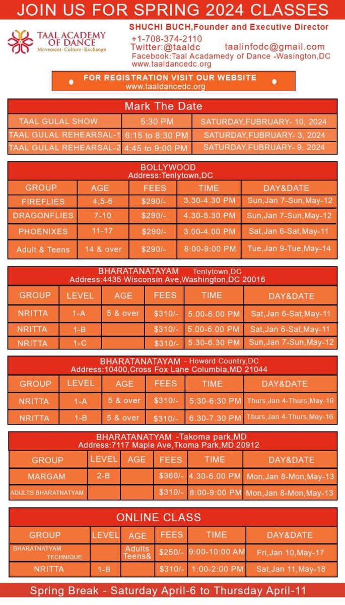 taaldc's tweet photo. Spring 2024 classes for kids start this weekend and adults this week! Join us! https://t.co/yWagx1hZ3d