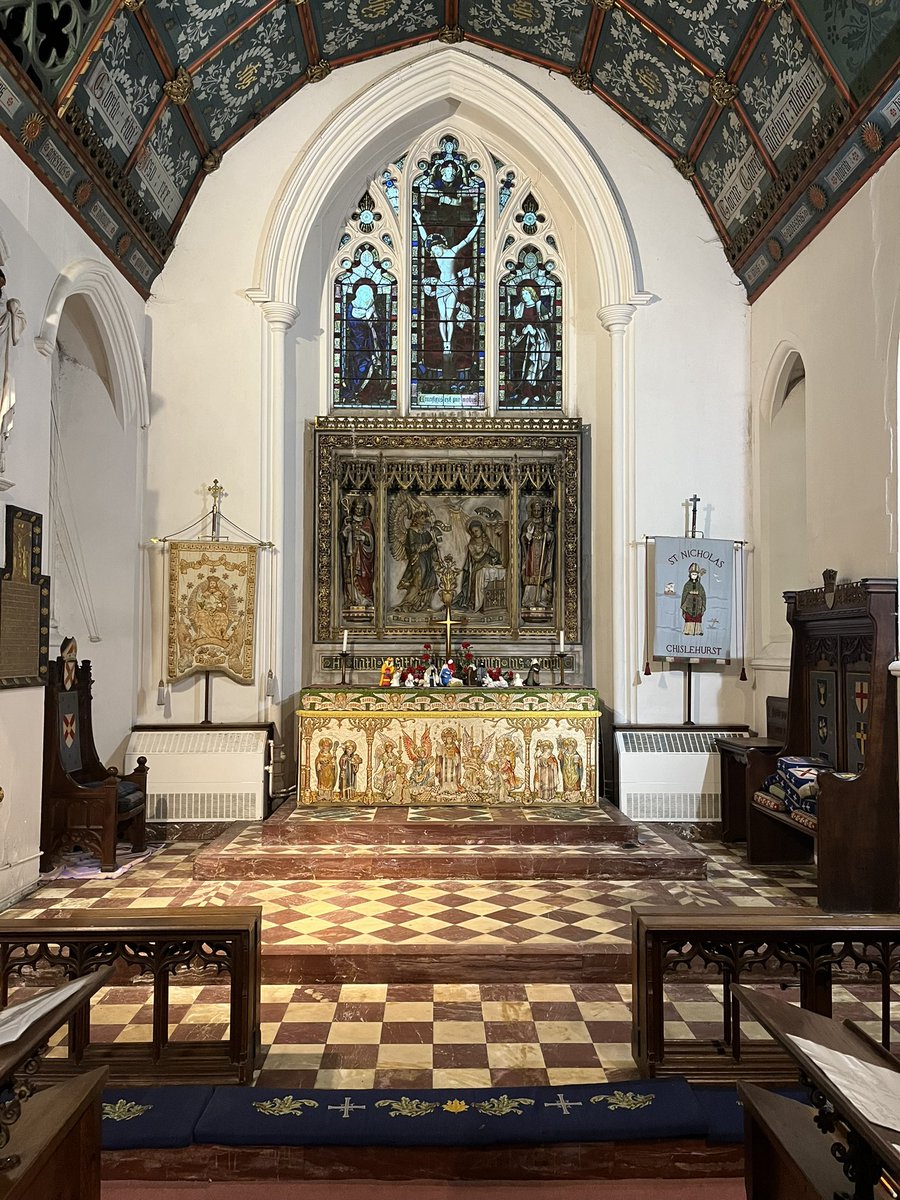 CClark_UK's tweet photo. We have uncovered an Italian marble sanctuary pavement at St Nicholas, Chislehurst, that has been hidden under carpet for several decades. Part of Bodley &amp; Garner’s 1896 chancel extension, it will get its first liturgical use in many years at Evensong tomorrow night. #TheEpiphany https://t.co/M3Udfyg7Yb