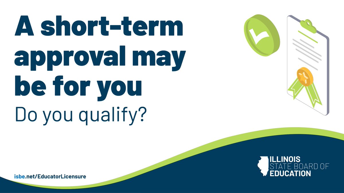 ISBEnews's tweet image. Even if your bachelor's degree is not in a teaching area or you don't yet hold a Professional Educator License, a short-term approval based on your content knowledge may be an option! 

Visit our website to find out if you qualify: isbe.net/Pages/educator….
