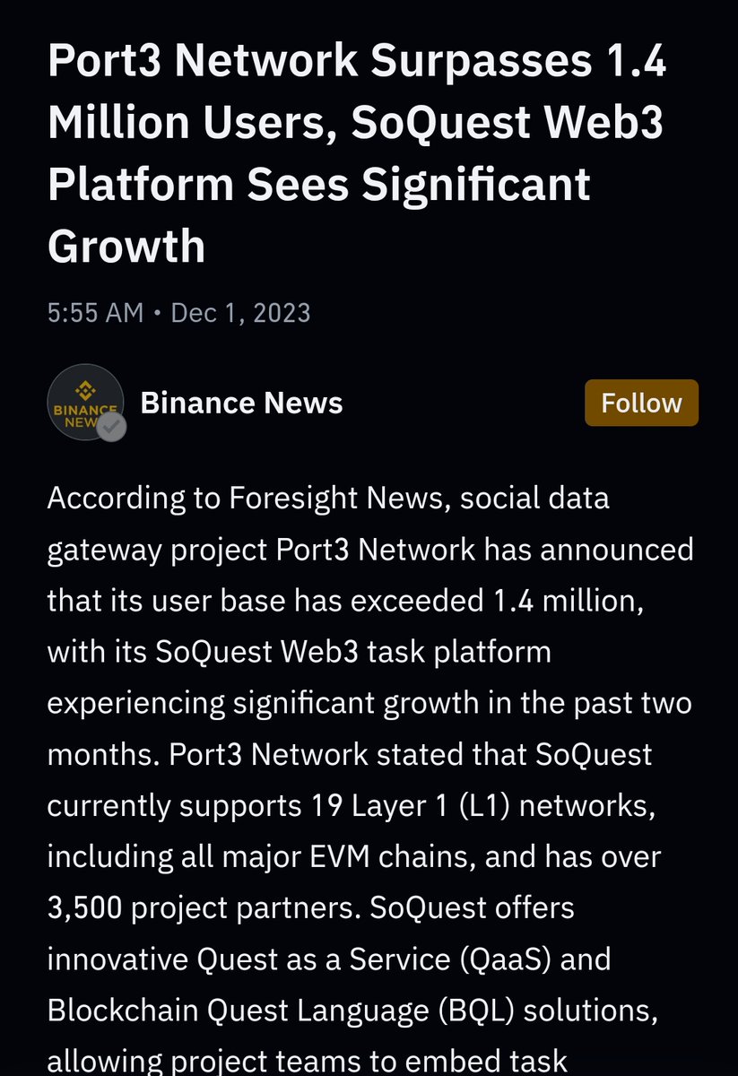 CryptoWizardd's tweet photo. Invested in this potential huge project 

Among investors as  Jump and KuCoin, DWF.

Network already surpassed 1.3 mil users. 

@Port3Network https://t.co/bxSgTQB5wy