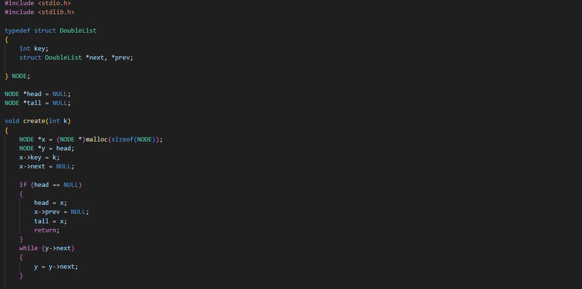#day2 of  #100DaysOfCode challenge  Today, I implemented all operations of a Double linked list in the C language.