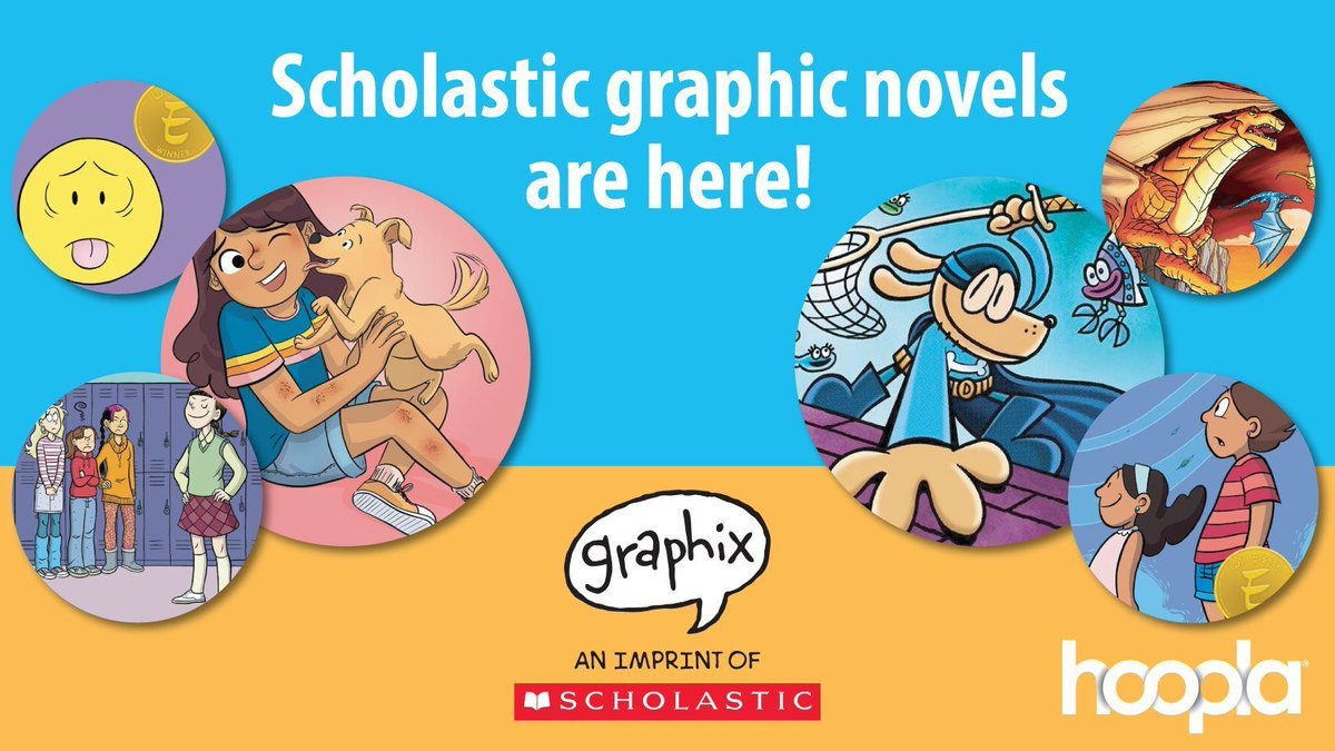 NSPLibrary's tweet image. Big news for young readers: graphic novels from #Scholastic are now available on #hoopla! Enjoy series like Dog Man, Wings of Fire, and so much more, all #freewithlibrarycard. buff.ly/4avIdJC