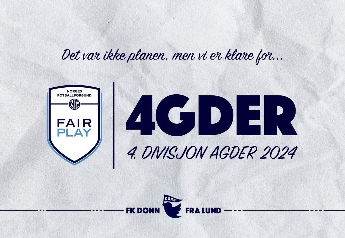 🚀 Vi gleder oss til #4GDER 2024. Det vil komme info om treningskamper, divisjonsoppsett, terminlister, spillergruppa og annen aktivitet i tiden fremover, så bare å glede seg. Heia Donn!! 💙🤍 #fkdonn