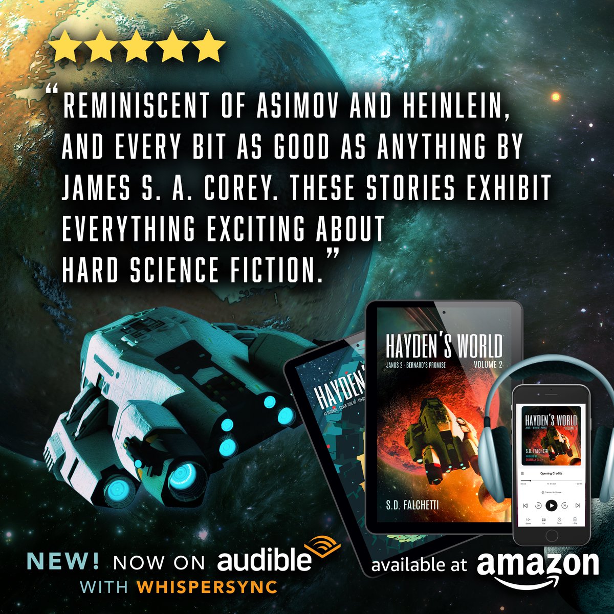 sdfalchetti's tweet photo. Hayden's World: Volume 2 is now officially live on Amazon and Audible. If you enjoy hard #scifi, you can get a free copy using this link: https://t.co/UceM0cPRDV https://t.co/hl2L5GTja6