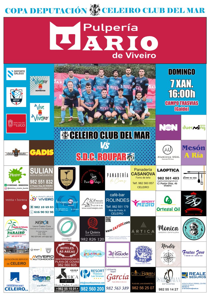 Este domingo volve a Copa Deputacion de Lugo a Trasvias de Galdo,contra  SDC Roupar ,asique necesitamos o teu apoio para pasar de ronda ,xuntos podemos
#queruxatrasvias 
#forzaceleiro 
Sortearemos un circuito termal para duas personas donado polo Thalasso Las Sirenas.