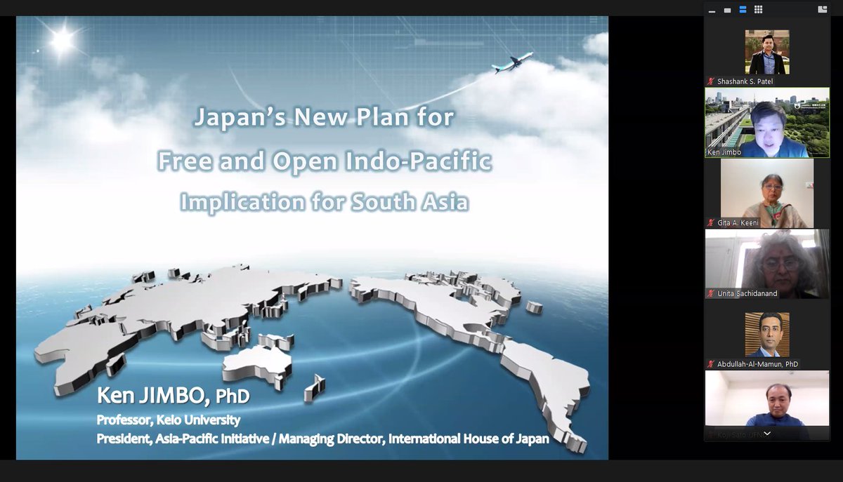DrSPatel_'s tweet photo. Attended the lecture of Prof. @kenj0126 on #Japan's New Plan for Free & Open #IndoPacific organised by #JSASA. Regarding my question on trade saturation with #SouthAsian countries, he highlighted the need to invest more in #hightechs, #greentechs & #newtech domains. #TechForAll https://t.co/fGY3VSXkPl