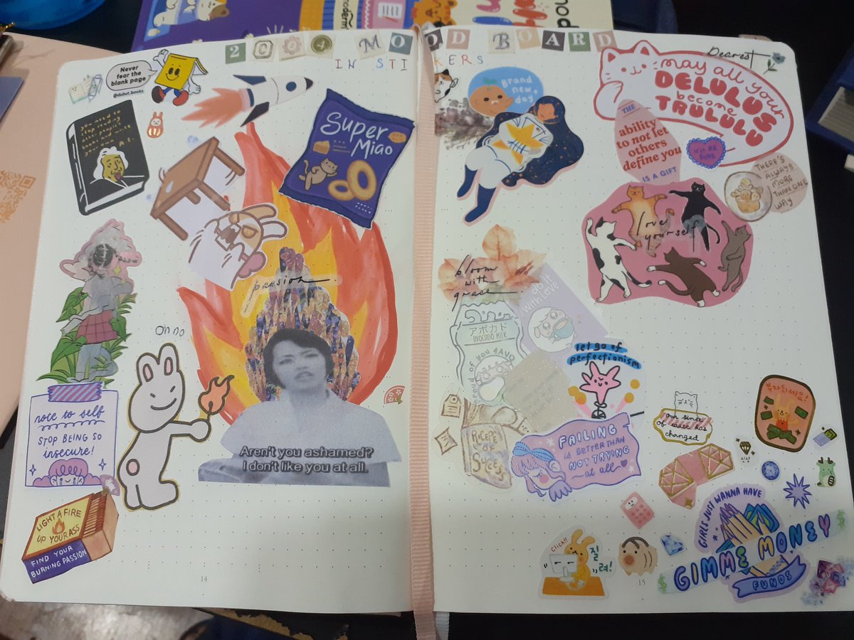 Iksterror's tweet photo. Joined Journal Jam at Kuma Journals with @shawnsharif today and YAY MA MOOD BOARD NAK PENUH! 8D

Oso @2ndfloorneko was there and I asked if she could put in a lil something in my Cosmoderm notebook and she went BIG YO! 😻😻😻 I love her YOU ALL BETTER GO BUY HER STUFFS! https://t.co/8j6UD9WYeD