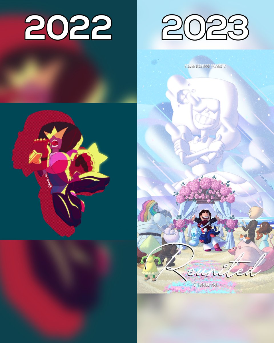 Hakobo_Ako's tweet photo. It started with Garnet and it ended with Garnet. A huge shoutout to all of you for joining me on this Rewatching n’ Drawing series through Steven Universe! What a thrilling and delightful ride it's been. #StevenUniverse   #stevenuniversefanart  #digitalart  #artprogres https://t.co/BRwfh9hj9d