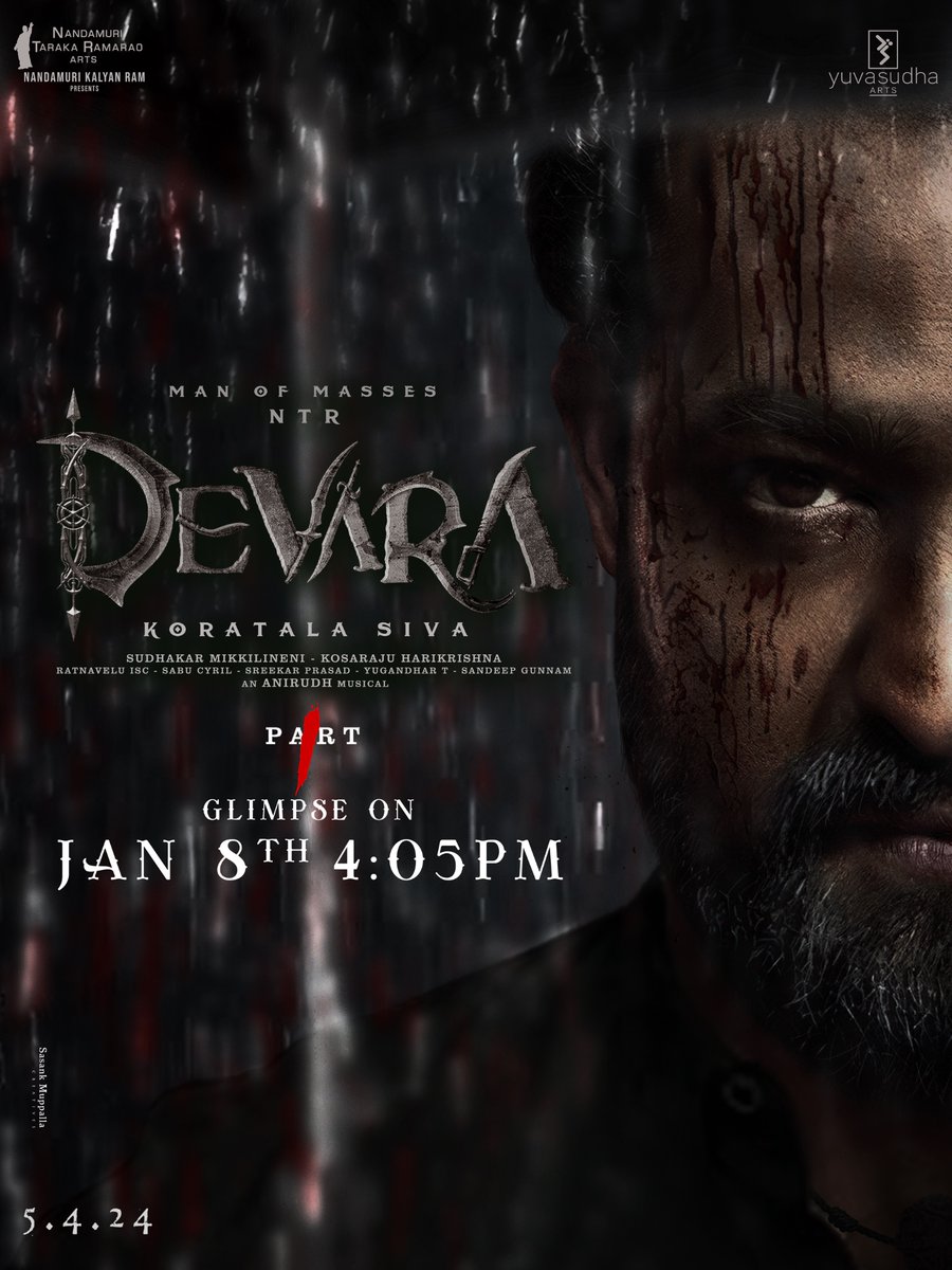 NTRFanTrends's tweet photo. #DevaraGlimpse On January 8th, 4:05 PM 🔥

THE COUNTDOWN BEGINS 🐯

#JrNTR @tarak9999 #AllHailTheTiger 

#Devara @DevaraMovie https://t.co/ASXkbe0Z7d