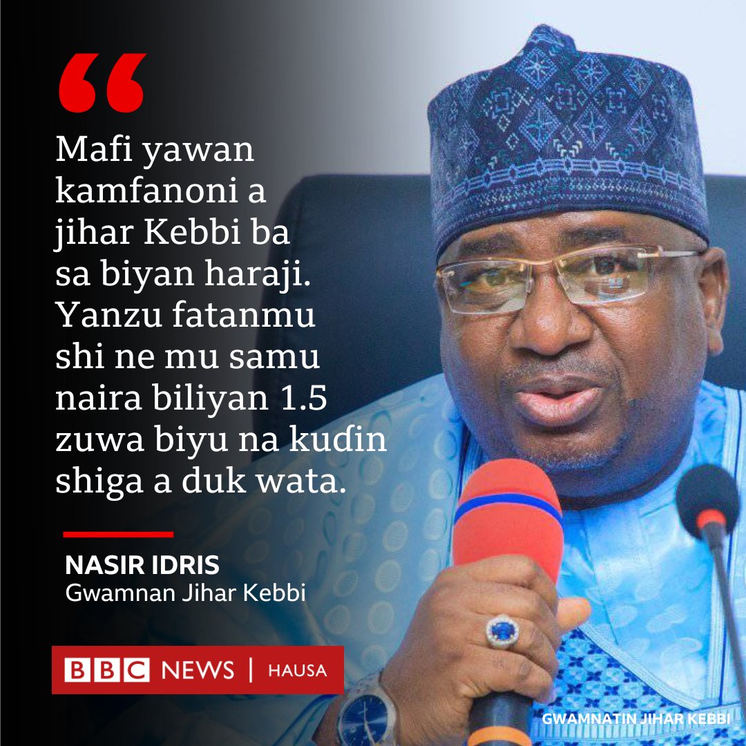bbchausa's tweet photo. Gwamnan na jihar Kebbi, Kwamred Nasir Idris, ya faɗi hakan yayin da yake amsa tambaya kan harajin da jihar ke samu, a cikin shirin A Faɗa a Cika na BBC. 

Hukumar Ƙididdiga ta Najeriya, NBS, ta ce jihar ta samu kuɗin shiga naira biliyan N9.1 a shekarar 2022. https://t.co/eRkThOmgc3