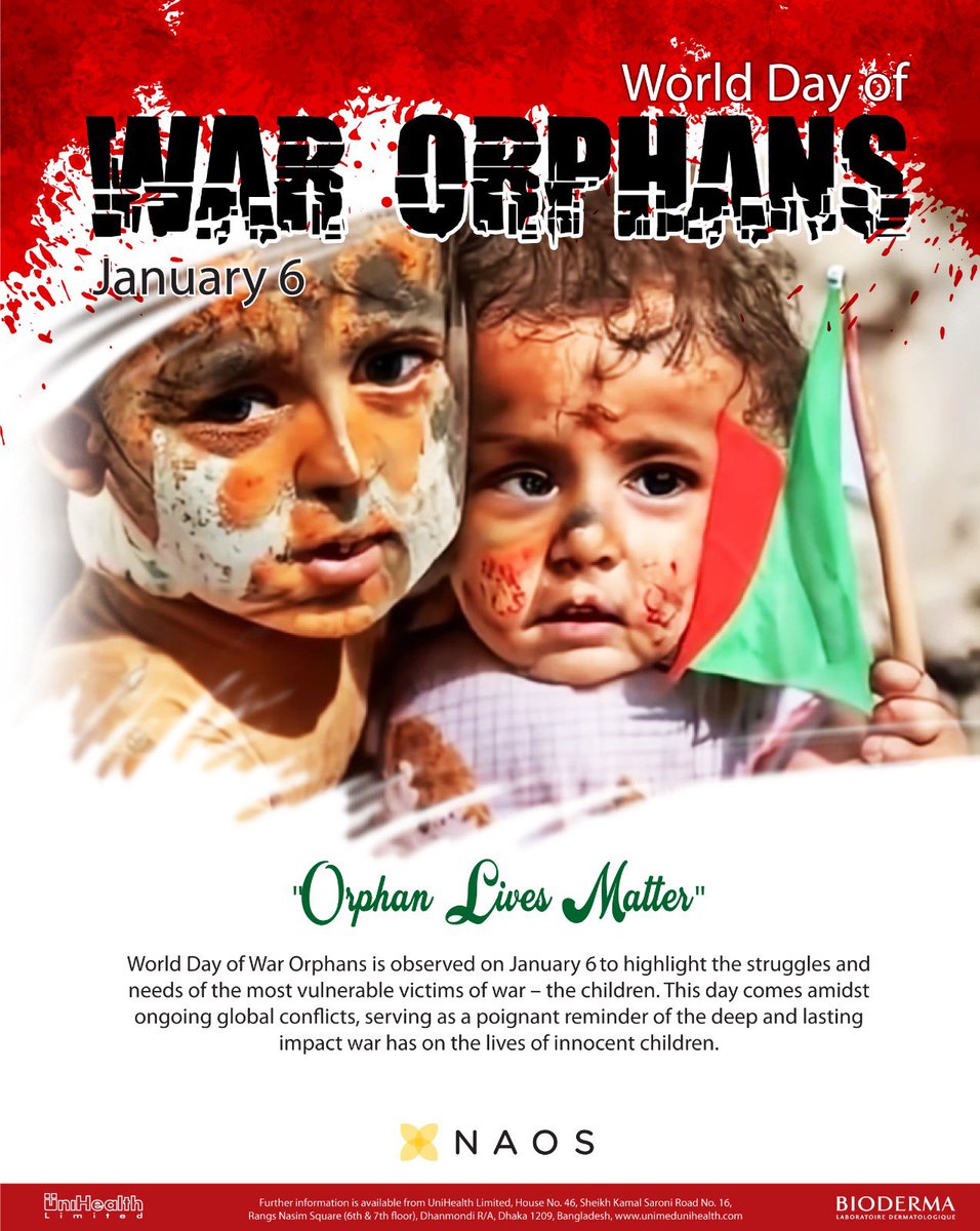 World Day of War Orphans! 

#imsrh #srh_676 #importantdays #WorldDayOfWarOrphans #NAOS #bioderma #internationaldays