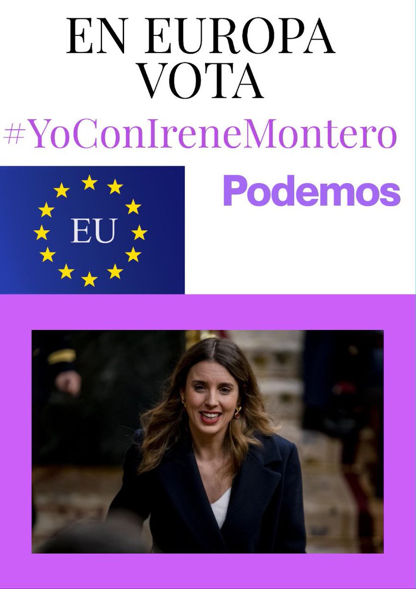 ConchiAbellan_'s tweet photo. Que orgullo tener a @IreneMontero encabezando la lista para las primarias Europeas de @PODEMOS.

(Nosotras hacemos primarias 😏)

#YoConIreneMontero siempre😍🫶💜

Por su capacidad de trabajo, por su valentía, por estar siempre en el lado correcto, por defendernos sin descanso. https://t.co/JaMQB0n8Su