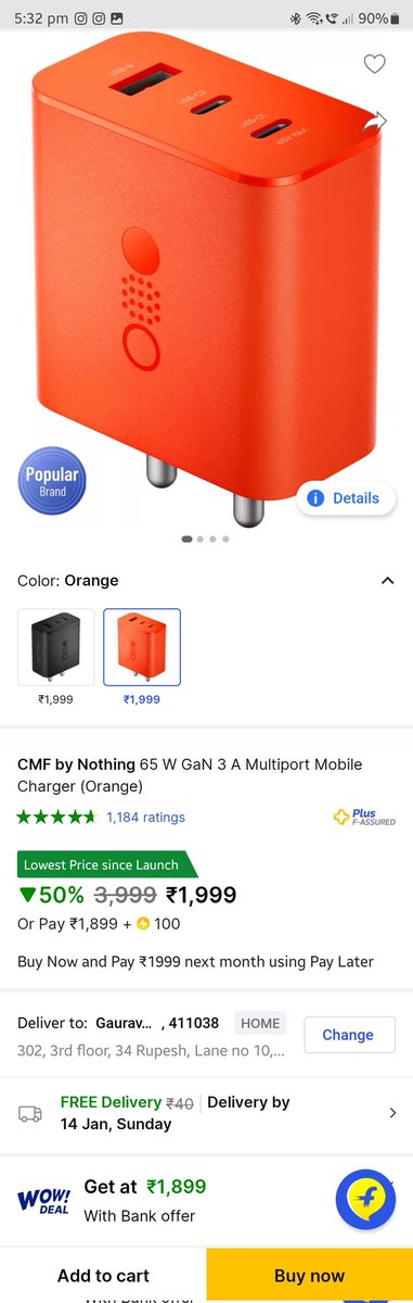 gauravh1's tweet image. #DealAlert 
65W Multi Port GaN charging at ₹1999! Is it too good to be true?
My long-term review reveals all: 
youtu.be/A1nqkk6e37s 
#DealHunter #GanCharger #TechDeals #PhoneCharging #GadgetReview
#CMFbyNothing #Nothing #CMF
