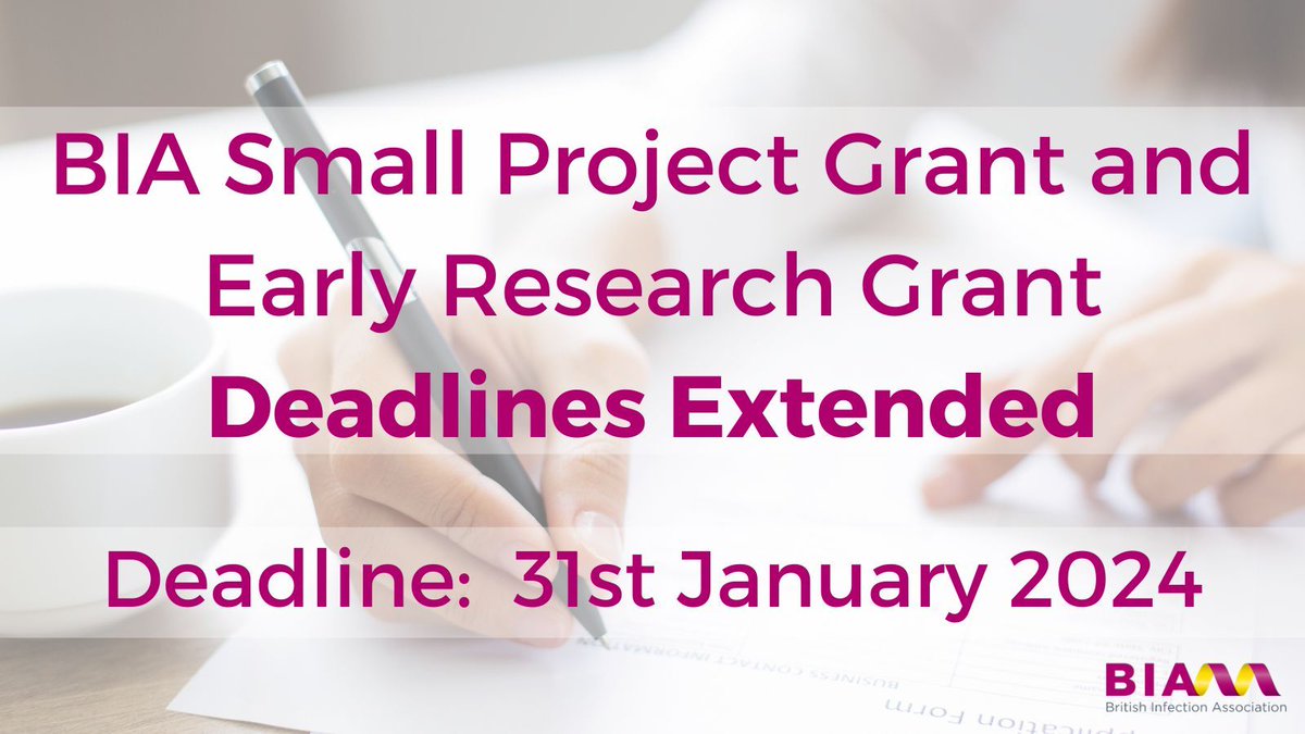 The BIA Small Project Grant and the Early Research Grant deadlines have been extended to the 31st of January. Find out more about the awards and apply today 👉 buff.ly/48geN05 #Infection #InfectionAssociation #IDTwitter #InfectionTrainees #InfectionGrants