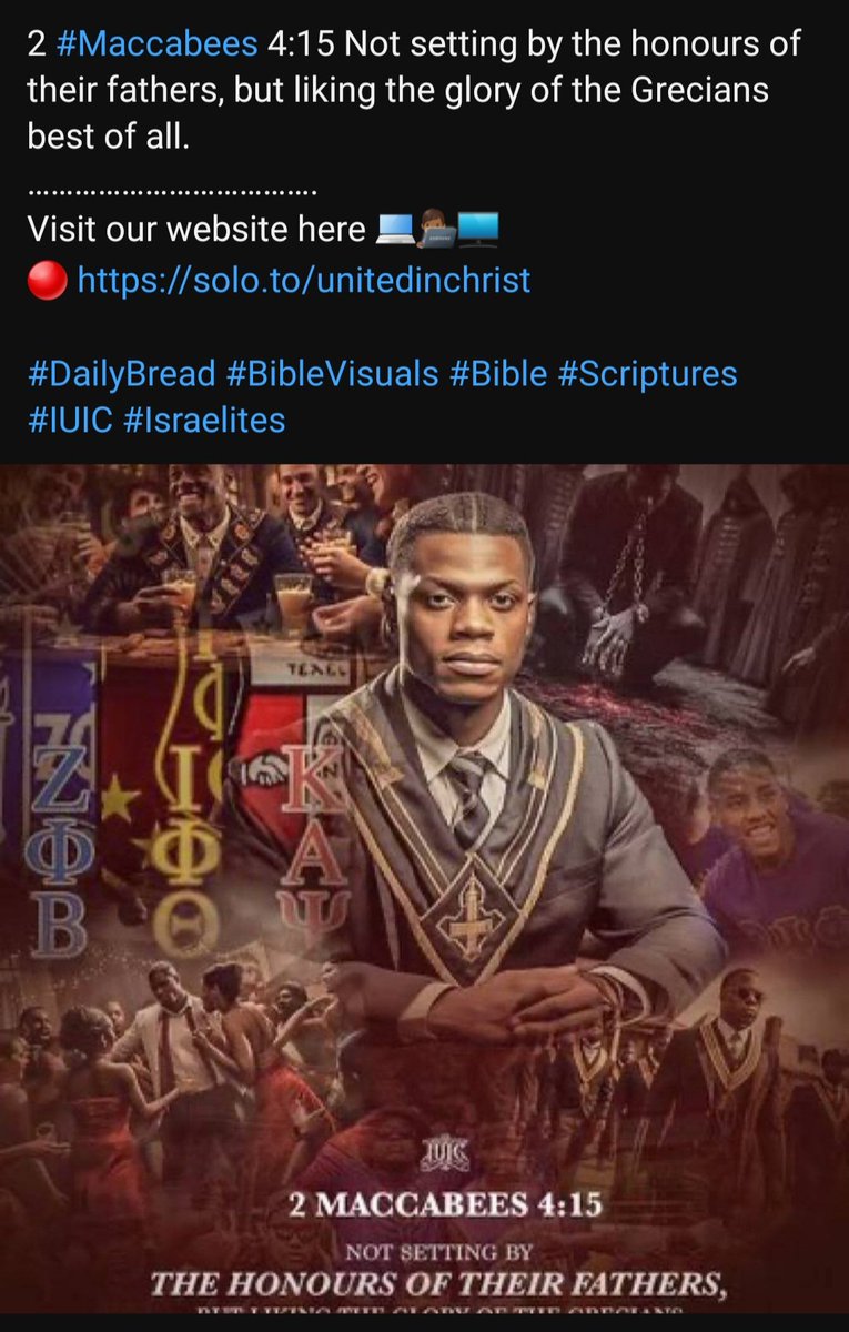 EisheroMarley's tweet photo. #BlackHistory
#HebrewRoots
#GreekLife
#Romans10v12
#GreekishFashions
#Fraternity #Sorority
#GreekSpeakingJews
#2Maccabees4v15
#2Maccabees4v7to16
#Educational
#iUiCVisuals
#kjva #kjv1611
#DrawBackJacob
#ShabbatShalom https://t.co/TQktTJtnM7