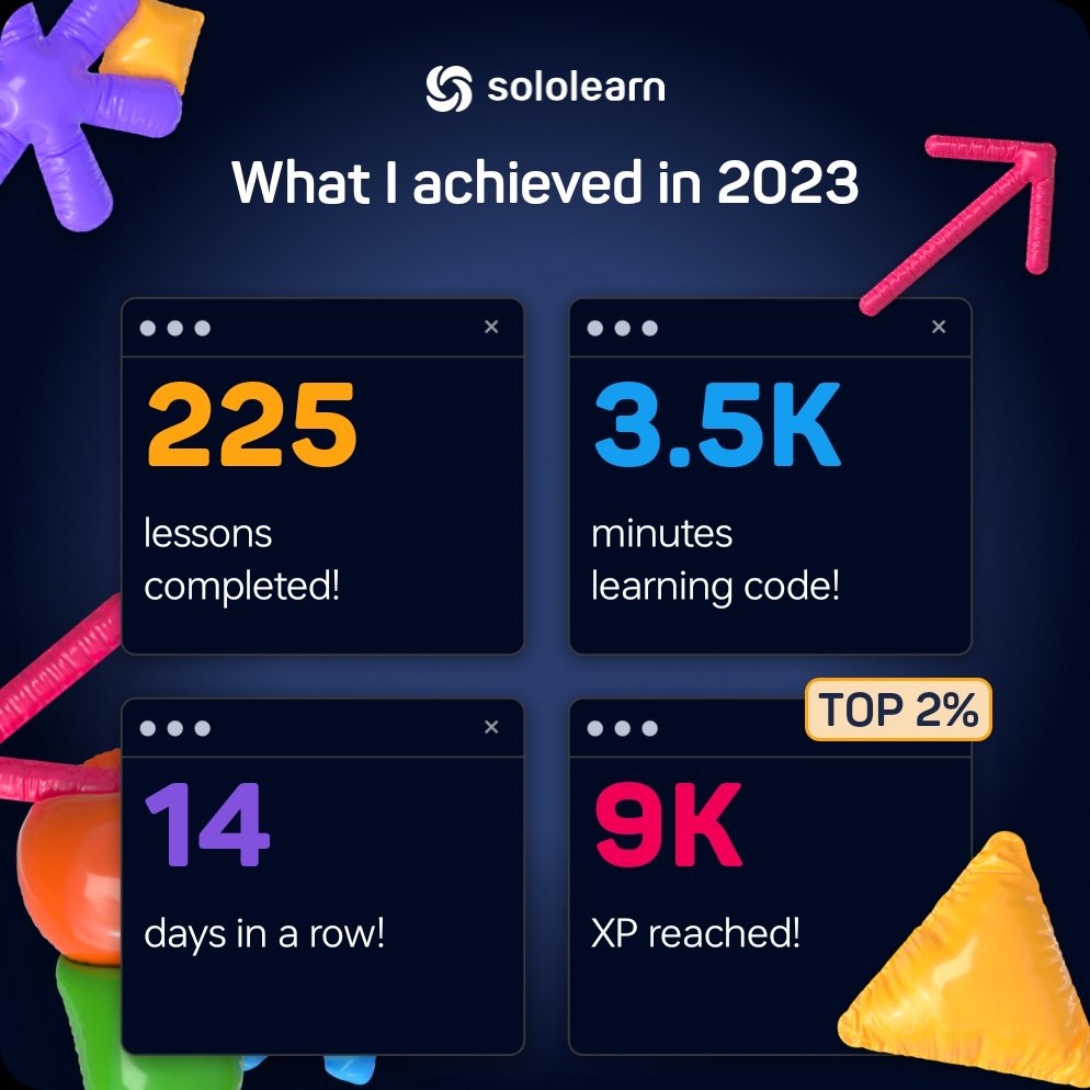 DigbijayaL's tweet image. My 2023 in code #sololearn @Sololearn