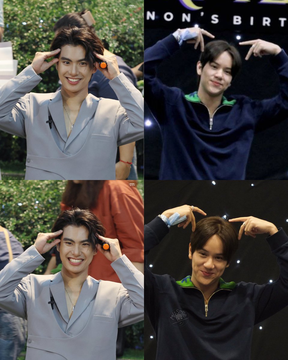 Ohmlotusnnn's tweet photo. 🤣🤣🤣Ohm was making puppy ear which is exactly same as my food support sticker😆💚❤️

#OhmNanon 
#ohmpawat #mynameisnanon https://t.co/k5OeXfs89b