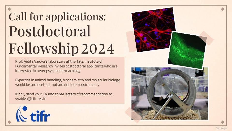 Vidita Vaidya (@viditavaidya) on Twitter photo We are looking to recruit a postdoctoral fellow for a fully-funded position in the Hutment Lab <a href="/TIFRScience/">Tata Institute of Fundamental Research</a> - experience in neuroscience would be an asset, but is not an absolute requirement. RTs to spread the word would be much appreciated. We are looking to recruit a postdoctoral fellow for a fully-funded position in the Hutment Lab <a href="/TIFRScience/">Tata Institute of Fundamental Research</a> - experience in neuroscience would be an asset, but is not an absolute requirement. RTs to spread the word would be much appreciated.