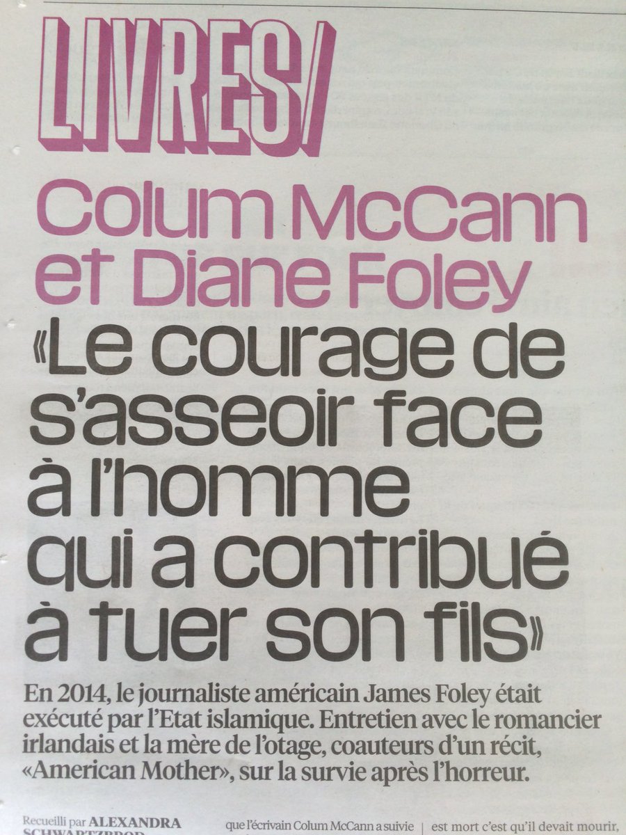 du_perier's tweet photo. Entretien avec le romancier irlandais et la mère de l’otage, coauteurs d’un récit, « American Mother » sur la survie après l’horreur. // Livre magnifiquement écrit ». ⁦@libe⁩ ⁦@ASchwartzbrod⁩ ⁦@Belfond⁩ https://t.co/IECDXZfnuT