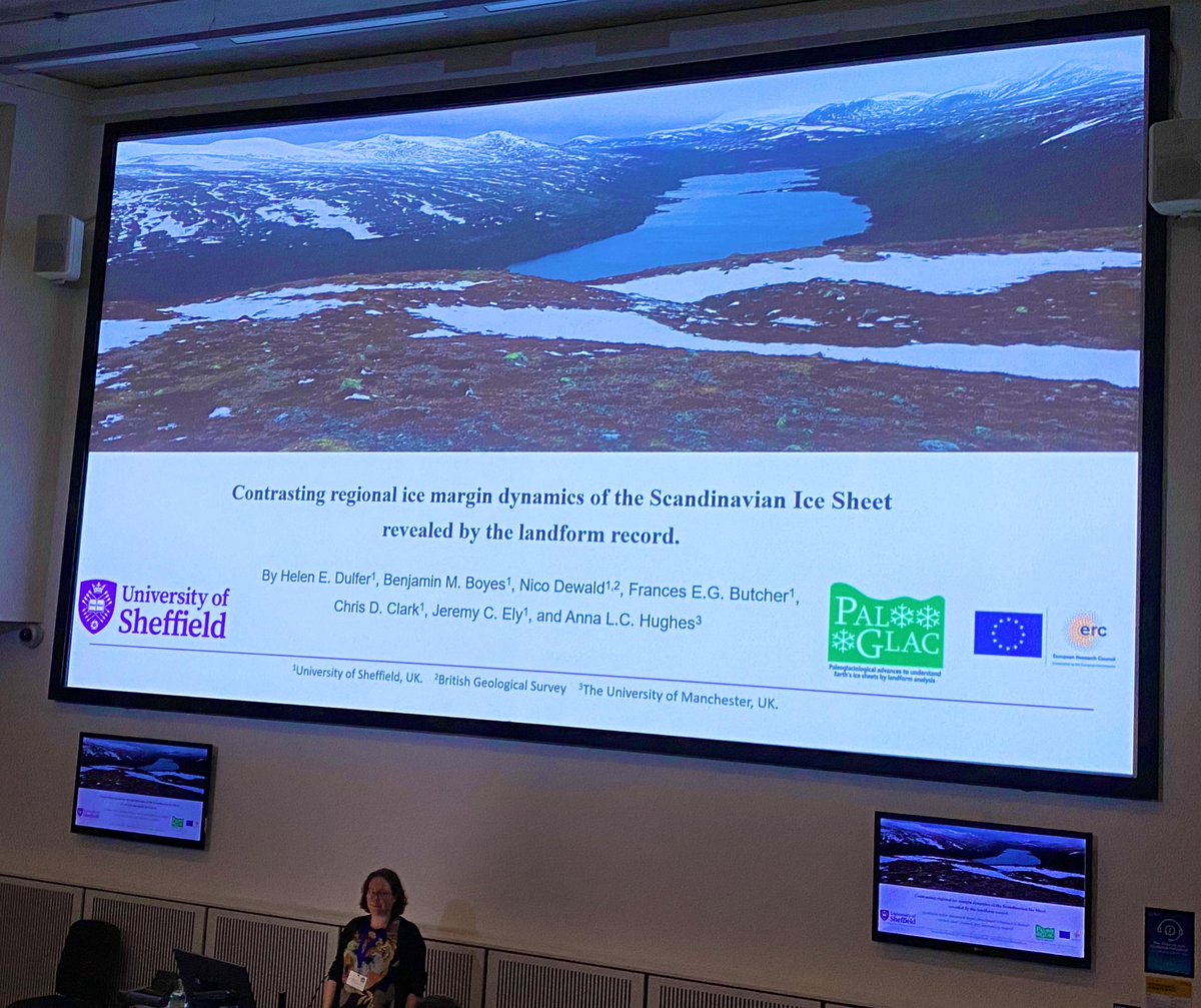 Helen Dulfer presenting work as part of @PalGlac on reconstructing the former ice margin(s) of the Scandinavian Ice Sheet #QRA24