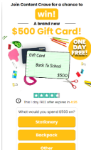 FREE GIVEAWAY  : Win Your Back To School Gift Card Now! Wow I Get a chance to Win Your Back To School Gift Card. Its  only for the people of the Canada. If you like to get a Win Your Back To School Gift Card .Follow These Steps>> Only Task
More info>>>tinyurl.com/3d3f8a7a