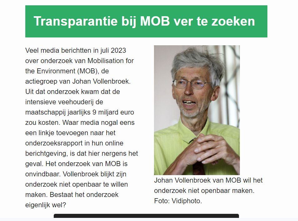 GRotgers's tweet photo. MOB wil haar onderzoek naar de kosten van de intensieve veehouderij niet openbaar maken. Bestaat het onderzoek eigenlijk wel? 

Het artikel is hier te downloaden:
https://t.co/fsCm8S2ffT https://t.co/9c8VNfJ2Uv