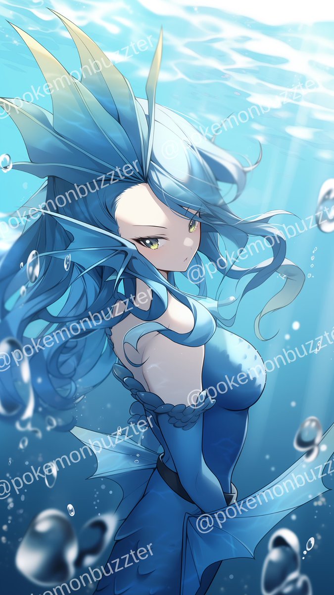 pokemonbuzzter's tweet image. タッツー系統を美少女化
（タッツー・シードラ・キングドラ）
#ポケモンイラスト