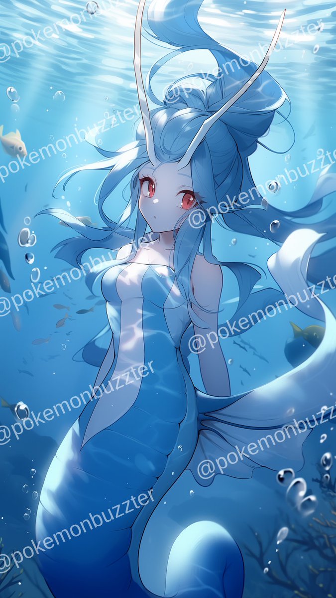 pokemonbuzzter's tweet image. タッツー系統を美少女化
（タッツー・シードラ・キングドラ）
#ポケモンイラスト