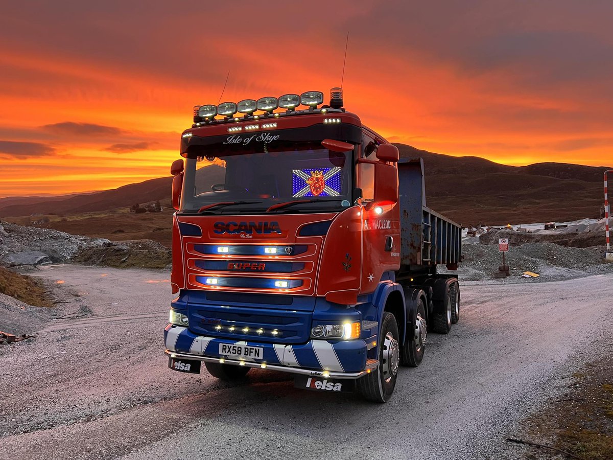 Alan MacLeod has had this #scania for over four years now. Since he first got it, he’s given it a full cab and chassis respray, as well as a new tank and alloy wheels. 

Doesn’t it look fantastic in the early morning light?