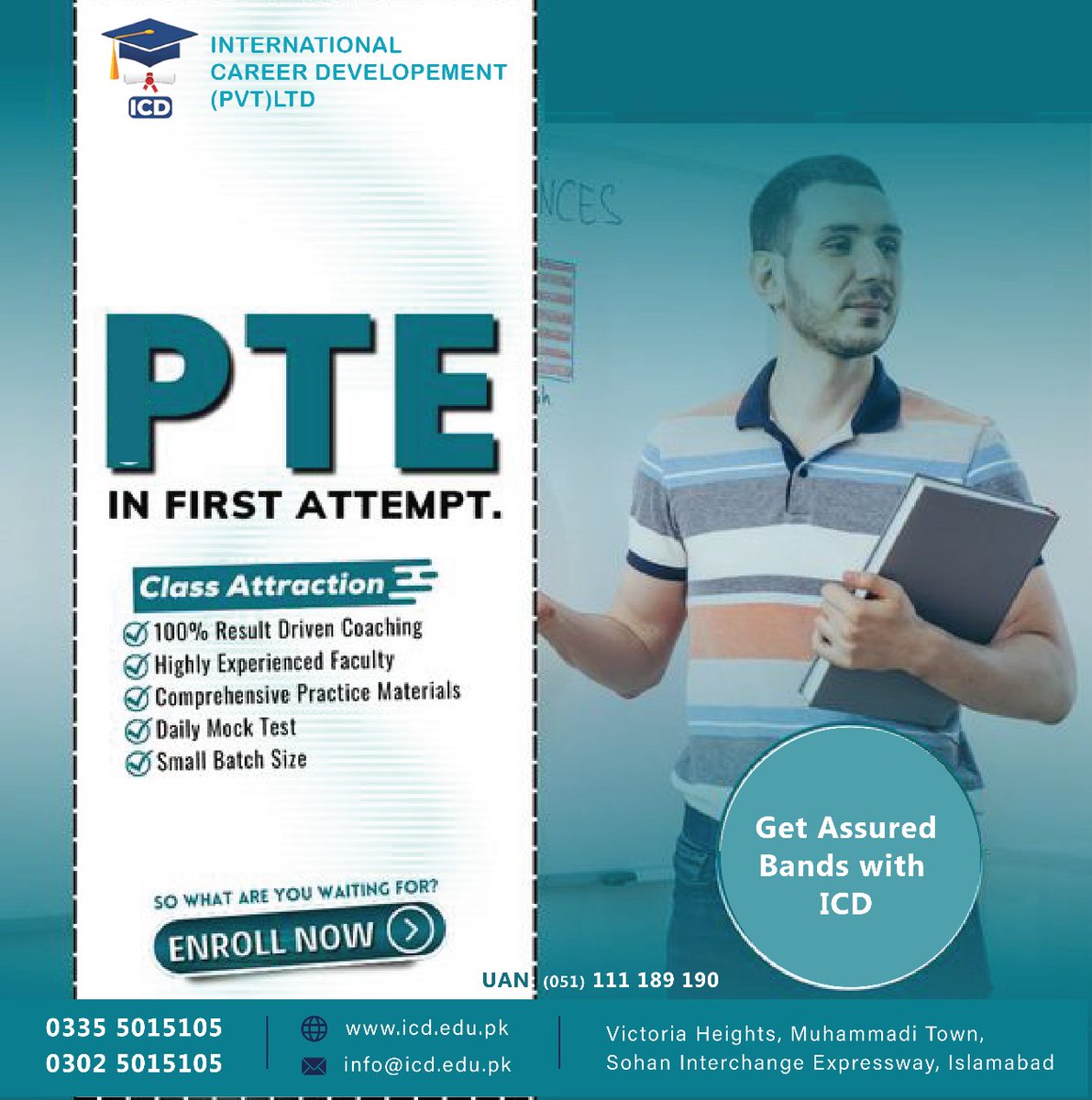 Icdpaks's tweet photo. Unleash your PTE potential with ICD's expert coaching! 🌐🚀 Join us for personalized guidance and effective preparation. Enroll today! 📊📝 #PTEPreparation #ICDExcellence #TestSuccess https://t.co/rJ2NEPlrhp