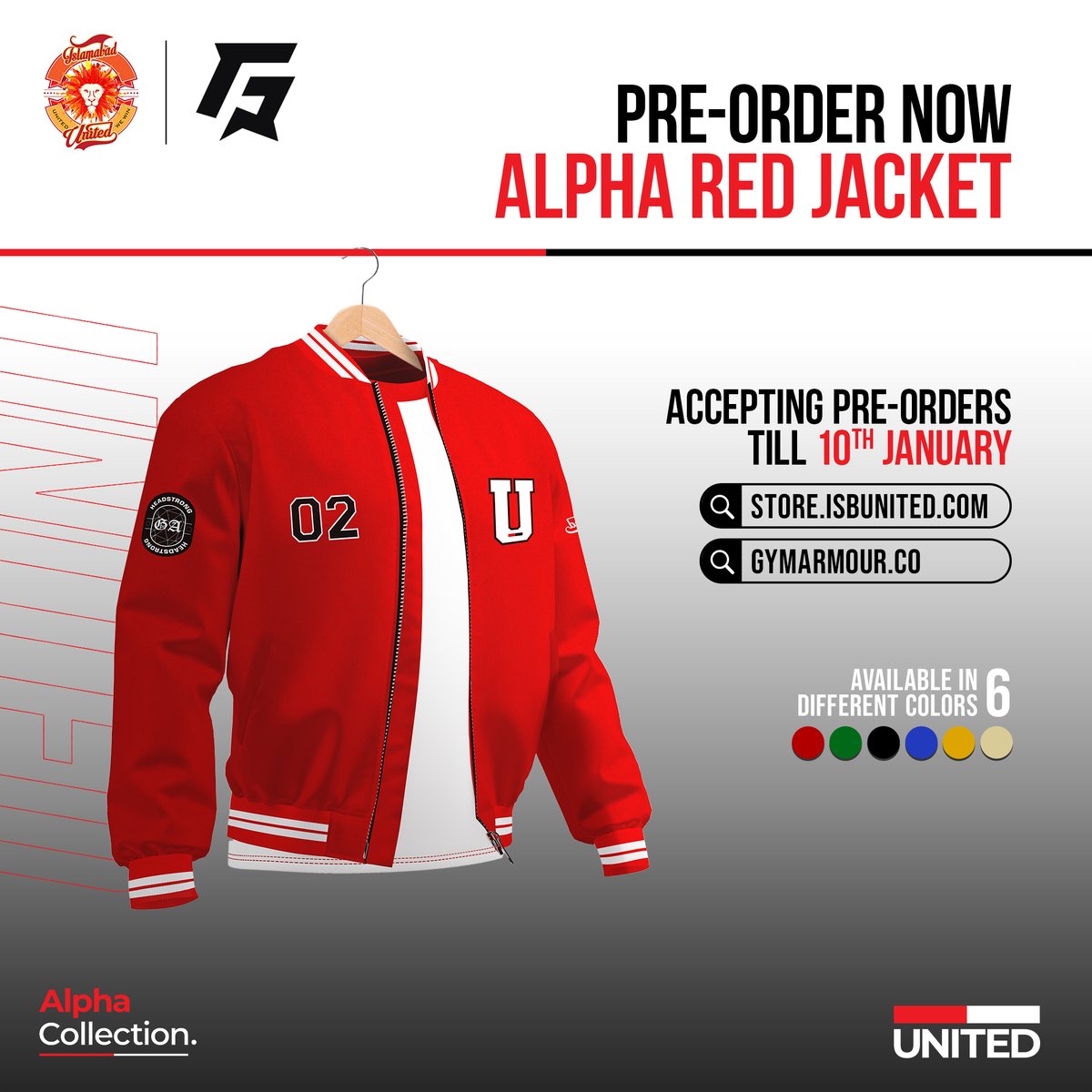 IsbUnited's tweet photo. 🚨  The wait is over – our Alpha Jacket in collaboration with @GymArmourPK is now available for pre-order!

Grab your exclusive Alpha Jacket now at https://t.co/upScKpLlfR.

Don't just wear it, own it! 🦁💥

#WearUnited #TheAlphaCollection #HBLPSL9 #SportMeetsFashion #GymArmour https://t.co/QnCWJAyxhn