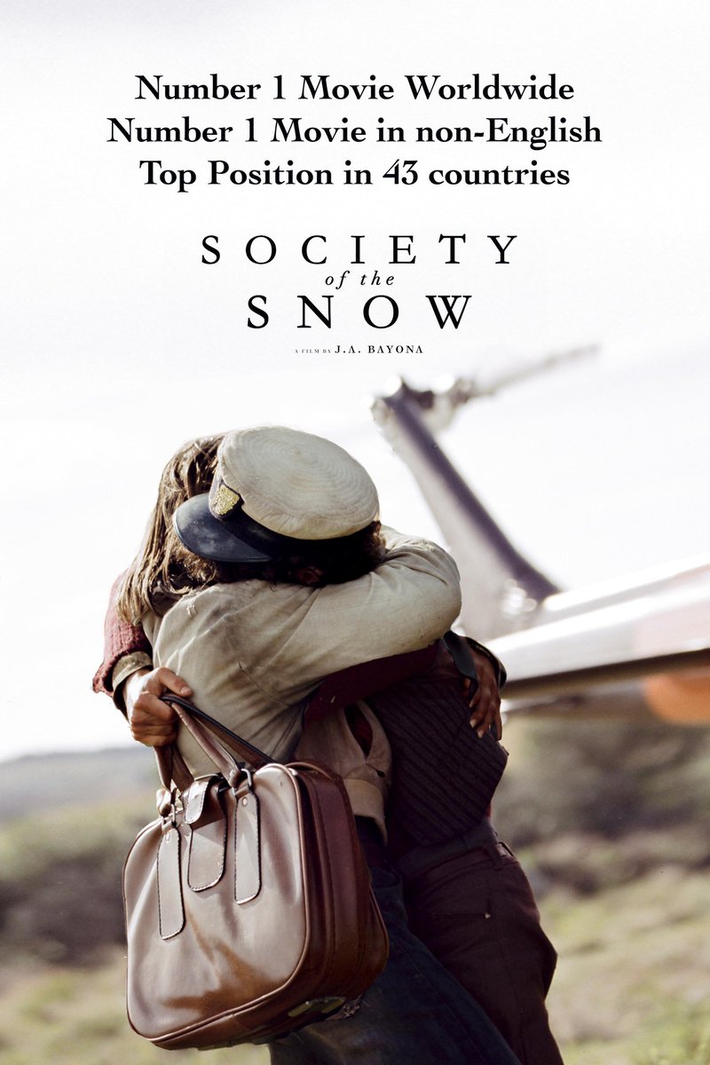 ¡Gracias a todos y todas por hacer esto posible!

• Número 1 en todo el mundo — Película 
• Número 1 en todo el mundo — Película de habla no inglesa
•  Número 1 en 43 países 

<a href="/netflix/">Netflix</a> 
<a href="/NetflixES/">Netflix España</a> 
#SocietyOfTheSnow 
#LaSociedaddelaNieve 

Fuente: <a href="/flixpatrol/">FlixPatrol</a>